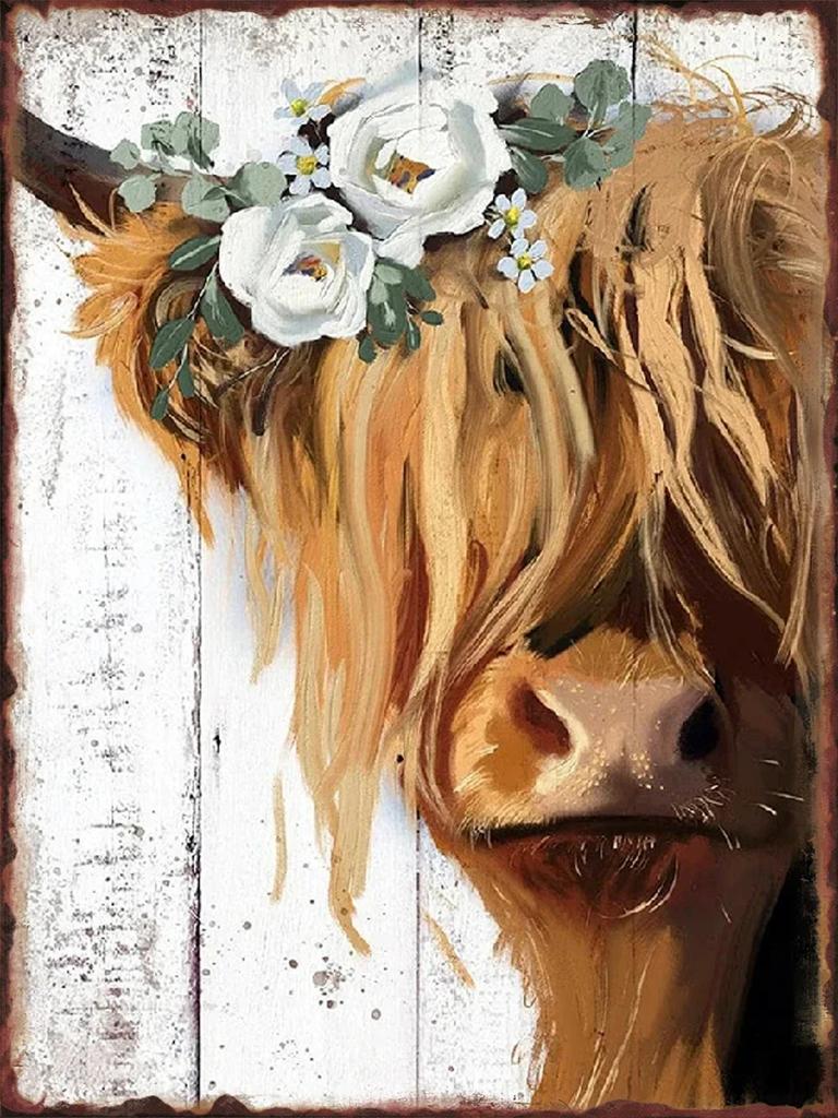 Fun Cattle Iron Plate Poster Farm Metal Tin Sign Pet Shop Garden Hanging Paintings Cute Cow Pattern Home Wall Decoration Plaq