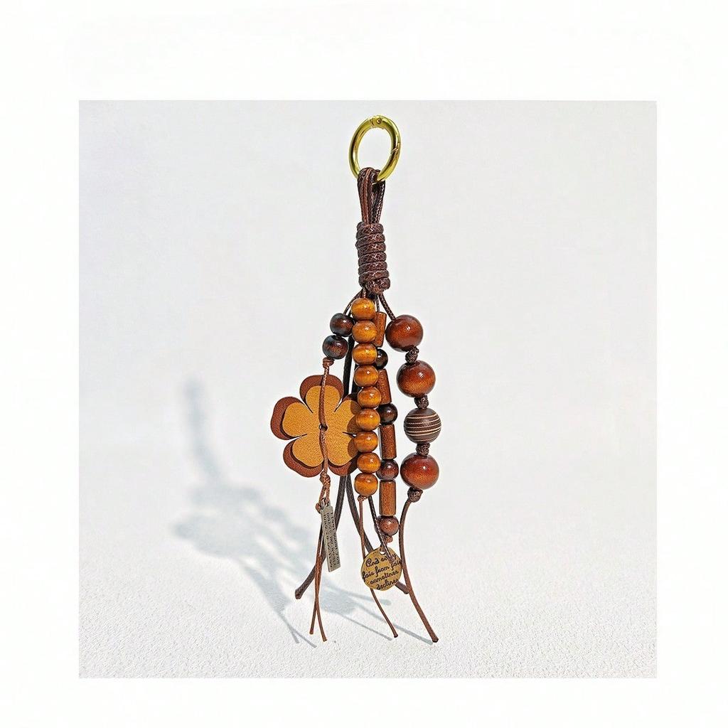 Retro Beaded Bag Pendant Fringed Pattern Bag Pendant Braided Rope Pendant