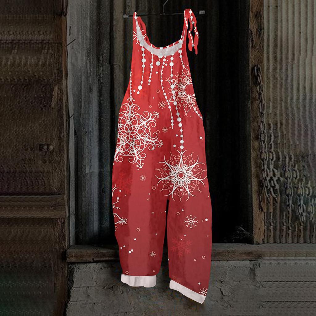 Damen Jumpsuit Halloween Print Lässig Locker Vintage Schulterträger Baumwolle Leinen