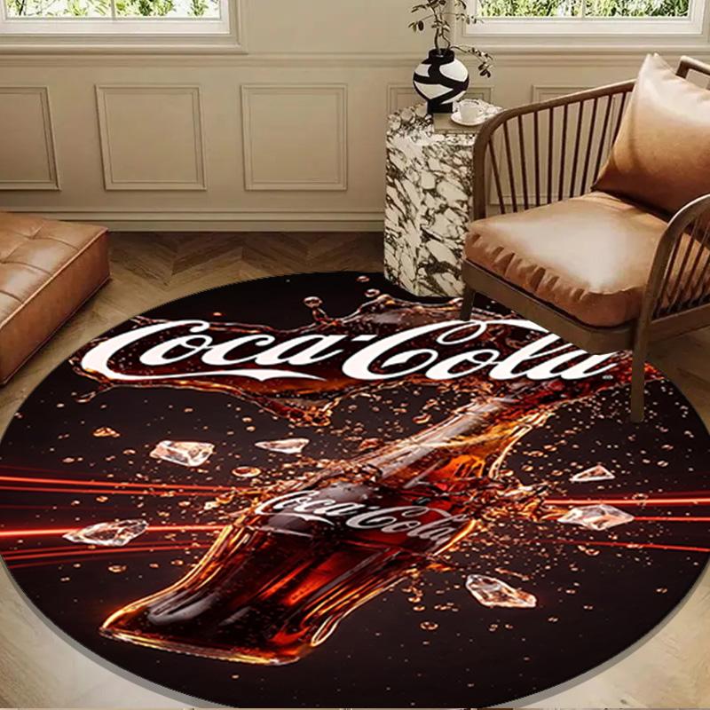 Coca-Cola Artwork Design Runde Matte Heimdekoration, Stuhlmatte Für Wohnzimmer, Schlafzimmer, Fußmatte Heimdekoration Geburtstagsgeschenk Weihnachtsgeschenke