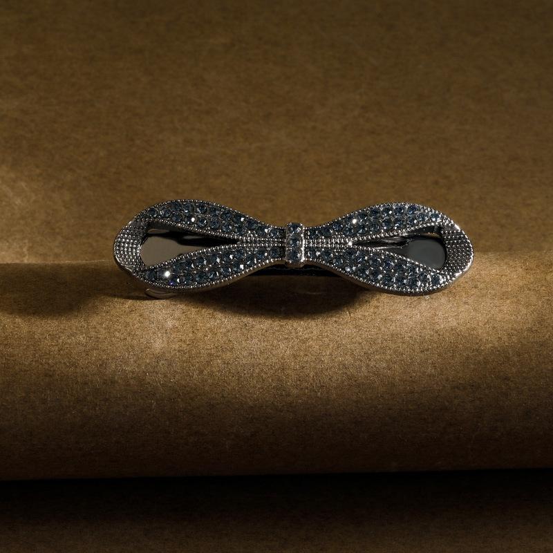 Crystal bow spring clip female ponytail hair accessory at the back of the head hair clip
