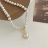 Elegant Pearl Necklace For Women Heart Pendant Necklaces Luxury Imitation Pearls Chain Necklaces Korean Zircon Girls Gifts