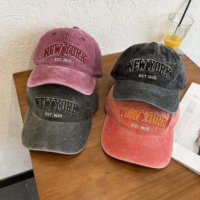 New Washed Peaked Cap Children Retro Versatile Trendy Summer Letter Baseball Cap Wide Brim Shade