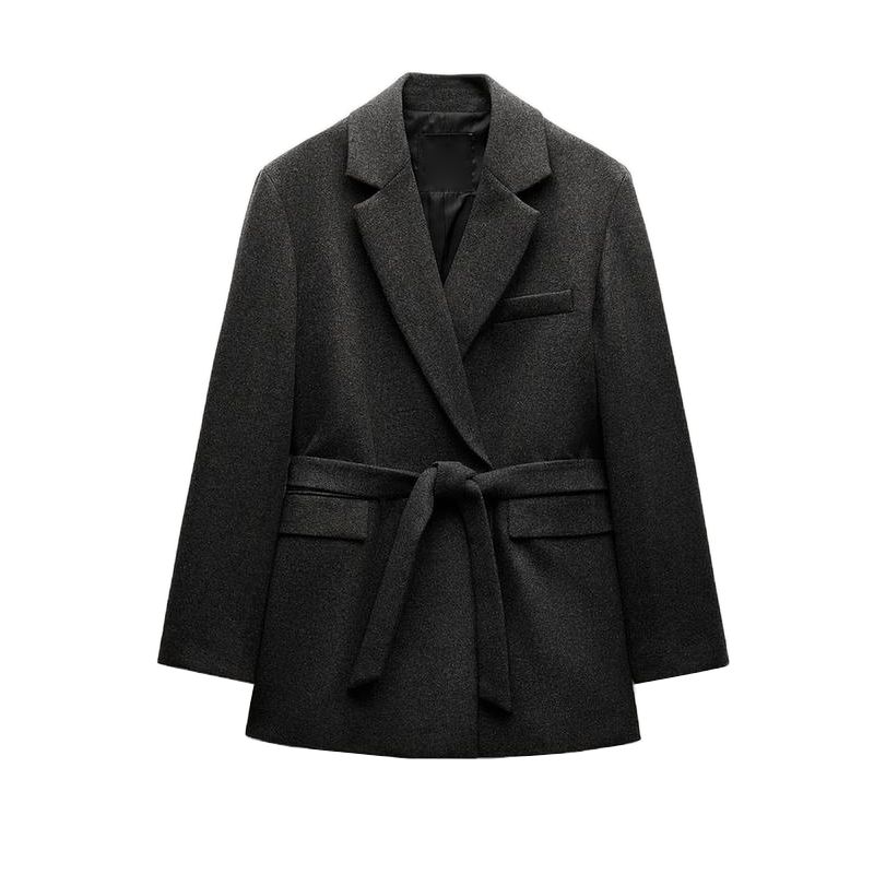 Fall and Winter New Women's Clothing Wool Blend with Belt Suit Outwear 3736248 Straight-Leg Trousers 3736259