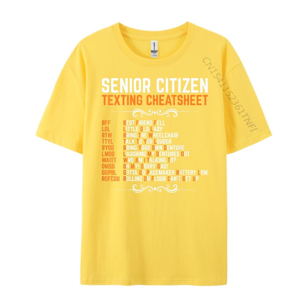 Funny Senior Citizens Texting Code Cheatsheet Grandpa Luxury T Shirt Men High Quality Christmas Valentines Day Gift TShirt