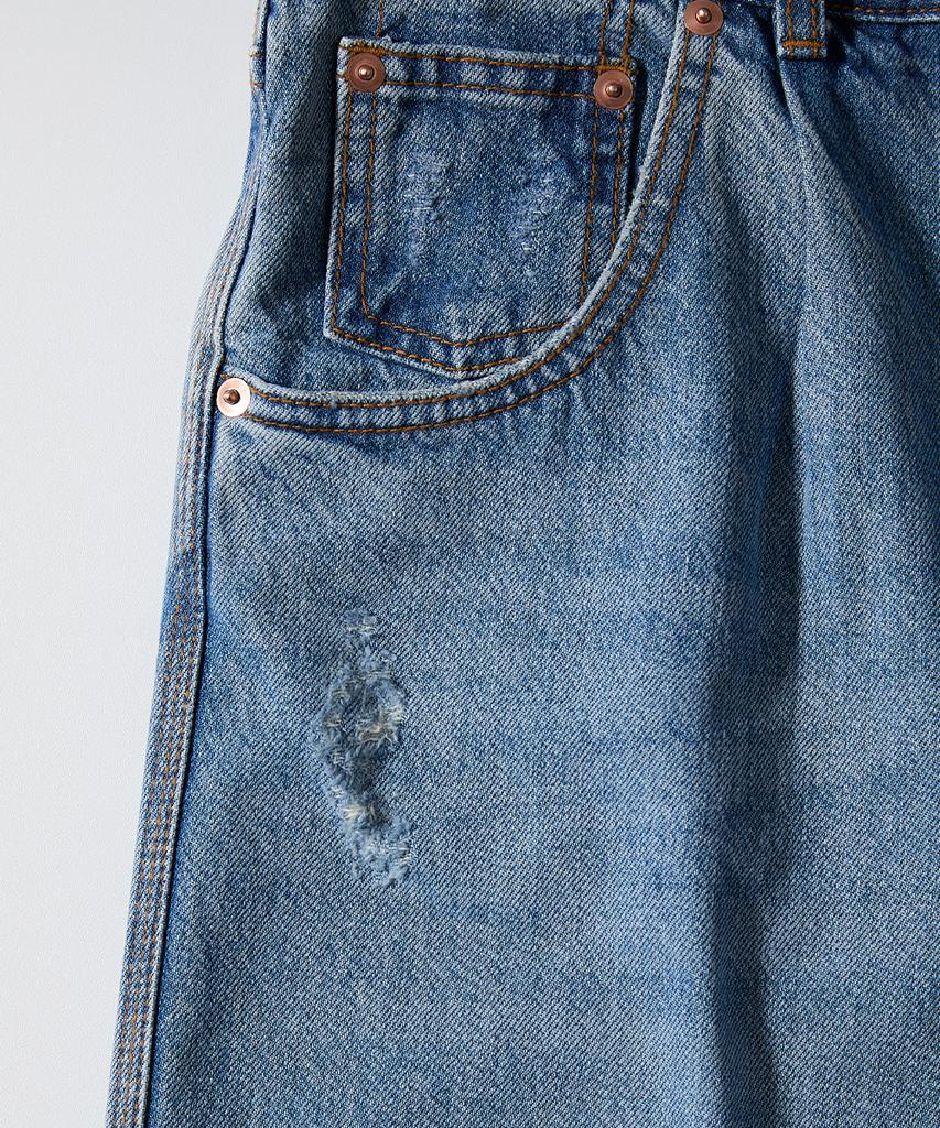 Holliseon Blueborn Damage Loose Denim Pants Light Blue