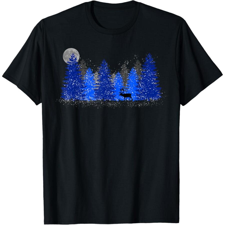 

Mens Mens Reindeer in Pine Trees Snowy Night Holiday Christmas T-Shirt XXXXXL чёрный