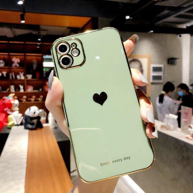 Phone Case For Iphone 14 13 12 11 Pro Max Xr X Xs Max 14pro Max 11 Pro Electroplated Love Heart Painted Soft Tpu Case Cover