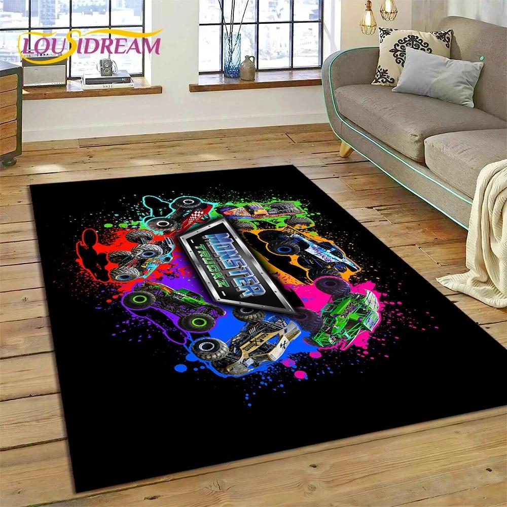 Monster Truck Monster Jam Cartoon Carpet Rug for Bedroom Living Room Home Sofa Decoration,Children Game Large Decor Floor Mat