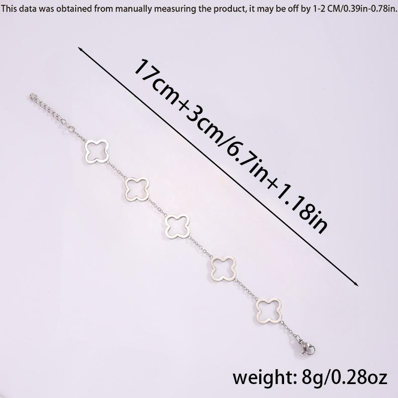 Titanium Steel Bracelet - Luxury Four-leaf Clover Bracelet for Sophisticated Women. Fashionable and Niche Couple's Flower-shaped Jewelry Bracelet.