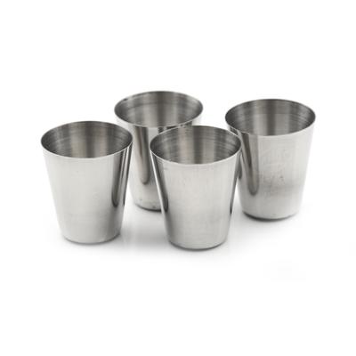4 Pièces/ensemble Poli 30ML Mini Verre à Shot en Acier Inoxydable Verres à Vin Avec Pochette en Cuir Pour la Maison la Cuisine le Bar