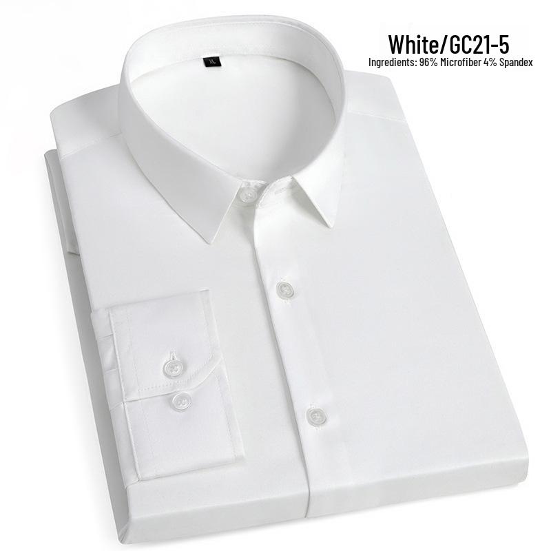 Pánská košile s dlouhým rukávem nežehlivá - Přizpůsobitelné logo, Ležérní jednobarevná pro práci a podnikání