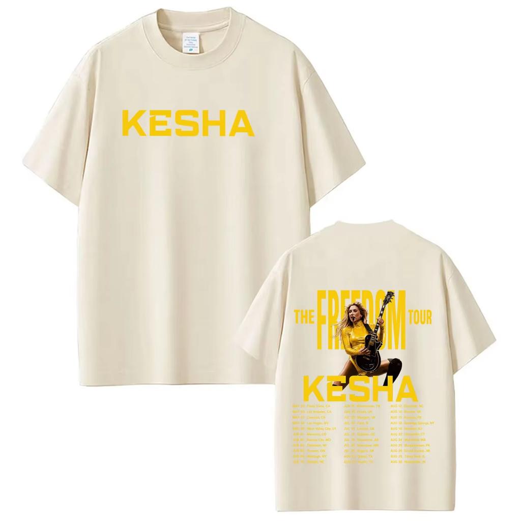 Summer Hot Singer Kesha Freedom Tour 2026 Print Tshirt Unisex Unisex Fashion Oversized Tshirt Hip Hop Casual Streetwear Tshirt