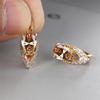 Boho Small Gold Blue Stone Clip Earrings Vintage Zircon Wedding Jewelry For Women
