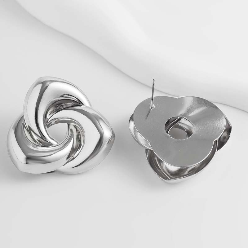 Vintage Metal Geometric Smooth Stud Earrings for Women Fashion Gold Color Irregular Twisted Personality Earrings Jewelry Gifts