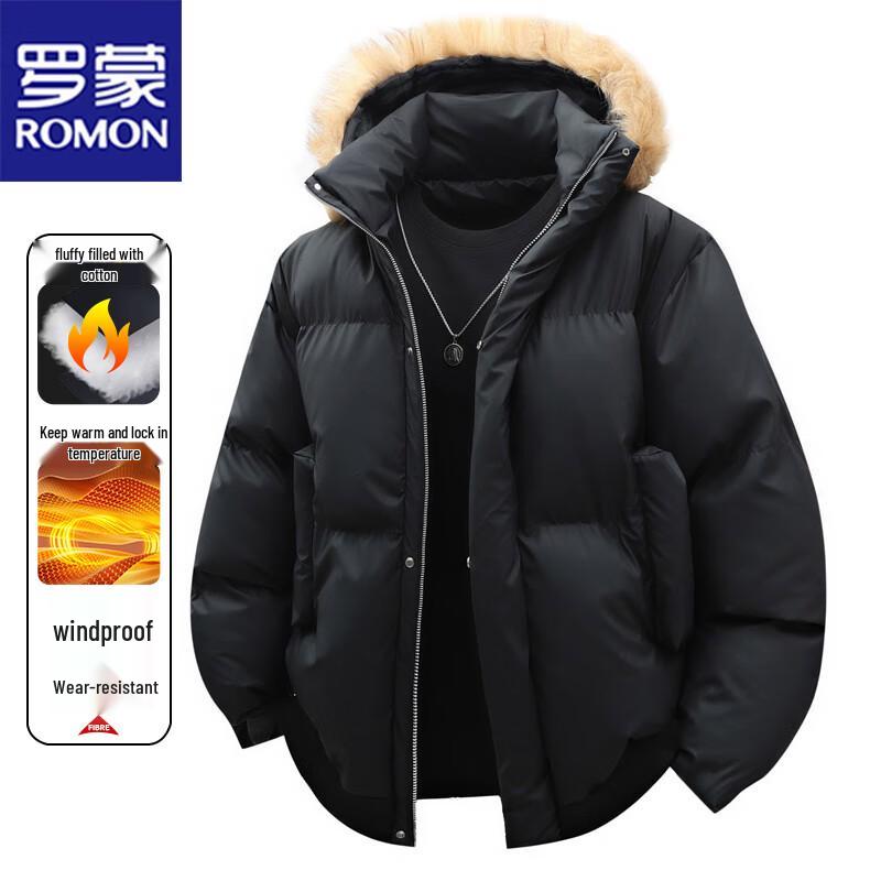 ROMON Men's Hooded Thick Padded Winter Jacket