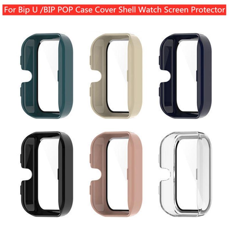 Screen Protector for Case with Tempered Film for AmazfitBIP U/for POP Full Coverage for Shell Protective Cover Replace
