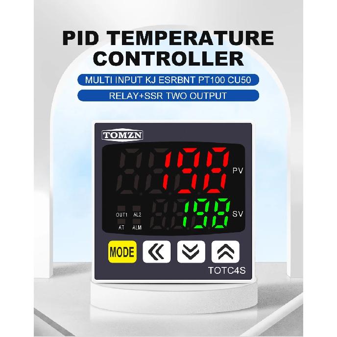 TOMZN Digitální PID Termostat Dvojitý Výstup Univerzální Vstup Regulátor Teploty Relé SSR AC110V 220V TOTC4S