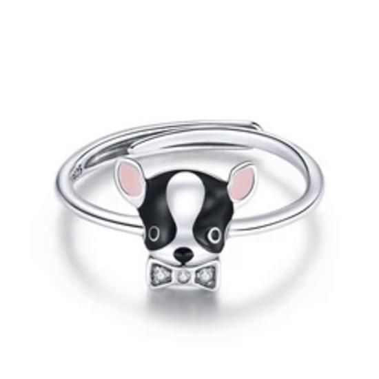 

Cute puppy silver ring Sterling silver S925 ring popular Chihuahua open ring for young