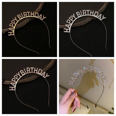 Birthday Gift Birthday Queen Headband Letter Birthday Hair Hoop Elegant  Crown  Female
