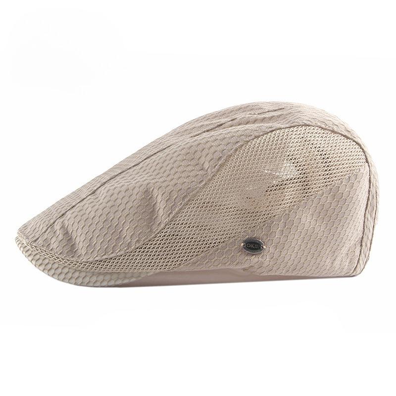 

Summer Mesh Beret Hat for Men Women Breathable Hollow Flat Cap British Style Newsboy Cap Sun Protection Outdoor Cabbie Hat 55-59cm хаки
