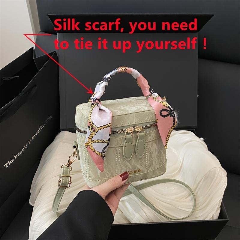 

Ретро Шик Мини Сумка Кроссбоди - Универсальная Классическая Квадратная Сумка-Коробка с Регулируемым Ремешком-Шарфом, Черная и Золотистая Фурнитура зелёный