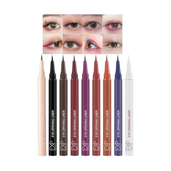 Multicolor Eyeliner Liquid Waterproof Colored Eyeliner Easy to draw and blur, waterproof and quick drying for beginners - 02# Brown
