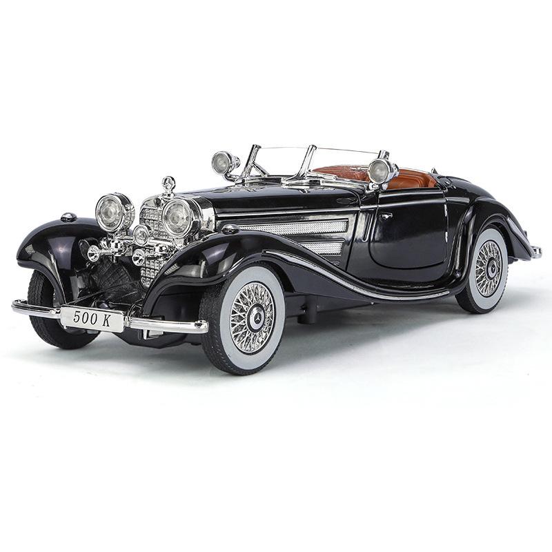 szvm1 1:24 Mercedes-Benz 500K 1936 Classic Car Alloy Car Model Sound and Light Pull Back Children's Toy Collectibles Birthday gift