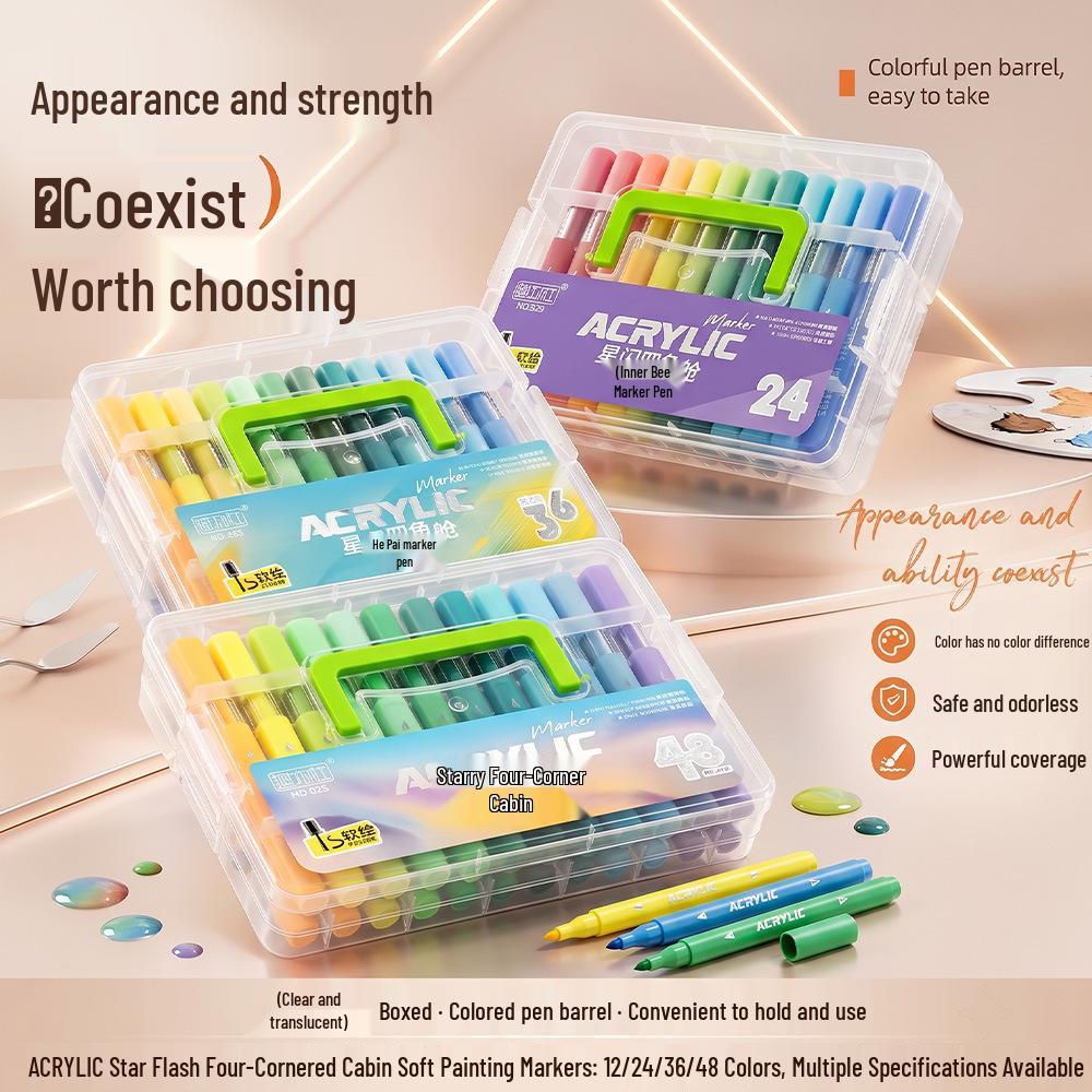 Child-Safe Acrylic Watercolor Marker Pens for Doodling, Drawing & Primary School Art, Soft Tips, Stackable Design