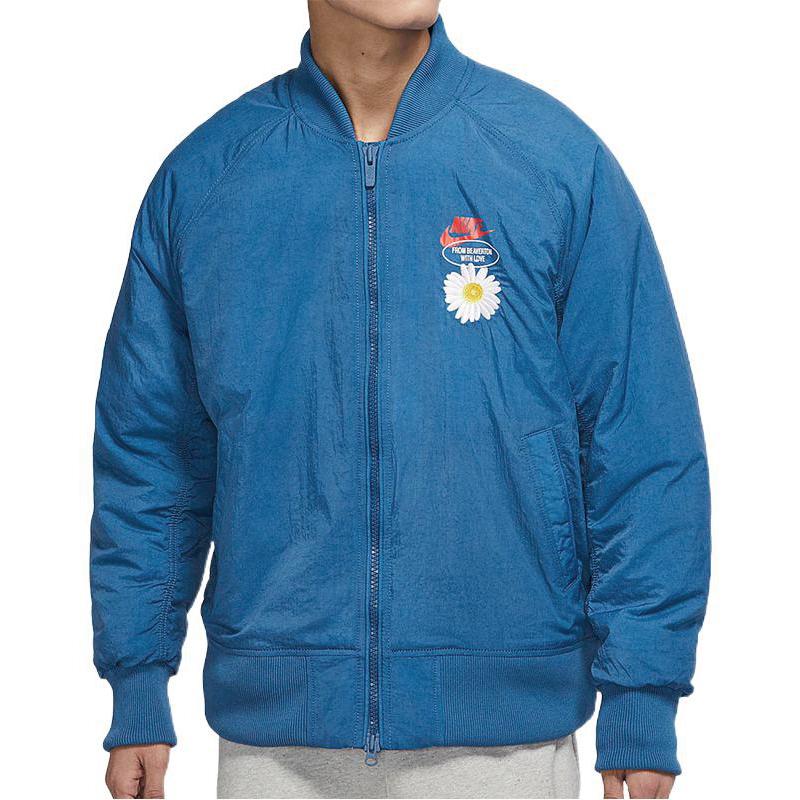 Nike Giacca Casual in Cotone Ricamato con Margherita Uomo Giacca Blu DM5019-407