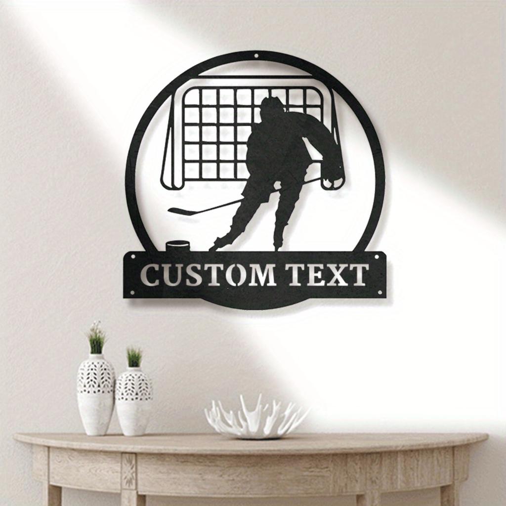 Metal Hockey Player Wall Art, Classic Vintage Tin Sign, Non-Electric Home Decor, Hanging Ornament