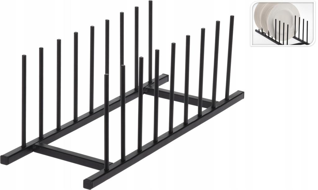 Black metal plate drying rack 34 x 12 cm
