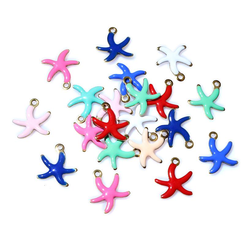 20pcs Stainless Steel Small Enamel Starfish Charms Pendant 10.5x10mm DIY Jewelry Making Accessories for Necklace Earrings
