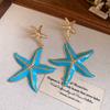 Iron Material Starfish Metal Stud Earrings Bohemia Style Long Tassel Earrings  Women