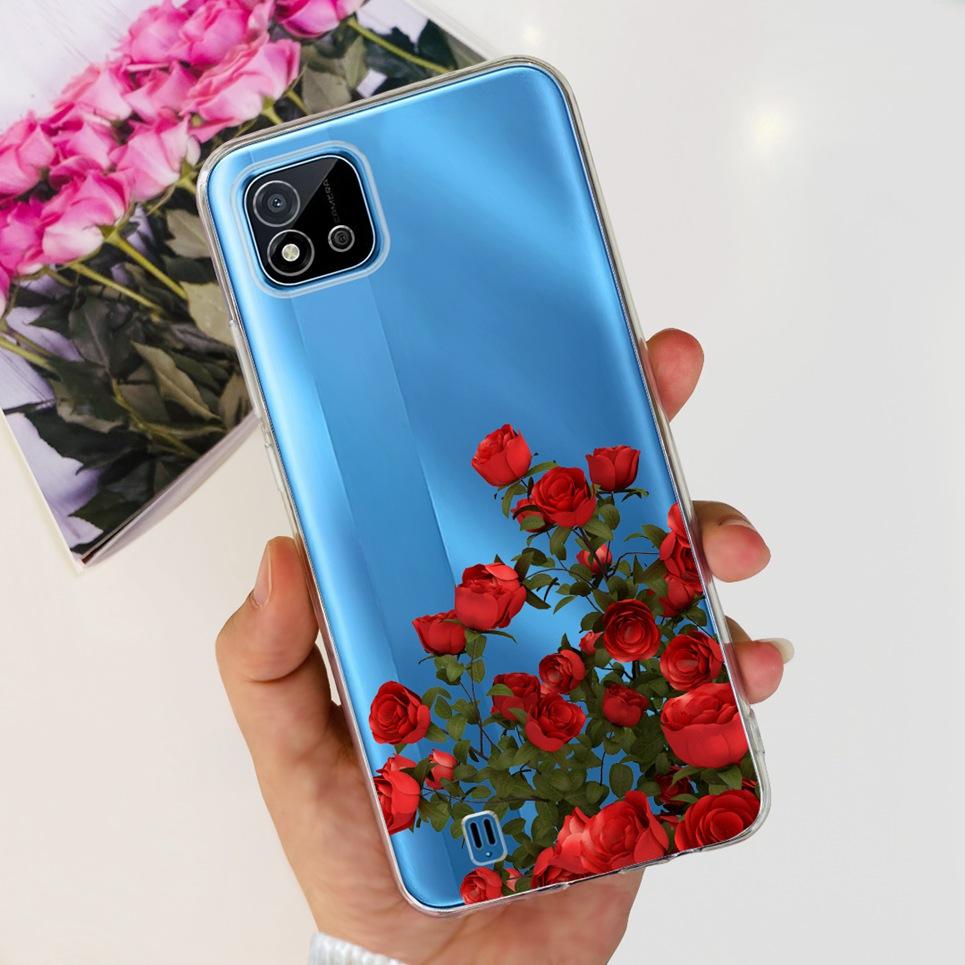 Women Fashion Butterfly Flower Coque Shell For Realme C11 2021 RMX3231 Realme C20 RMX3061 Back Cover Clear Soft TPU Coques Etui
