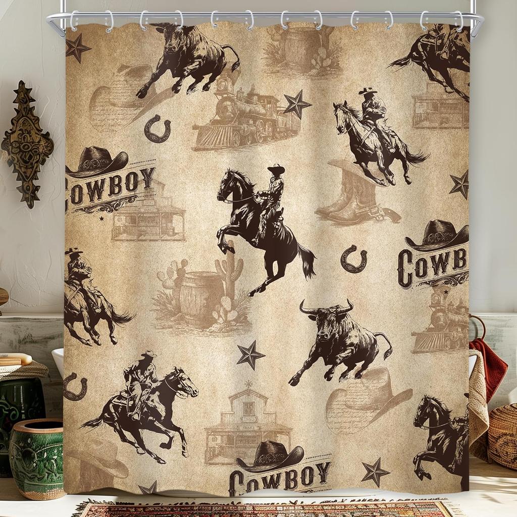 Western Aztec Shower Curtain Abstract Vintage Boho Retro Geometric Tribal Ethnic Native Bathroom Set American Southwestern