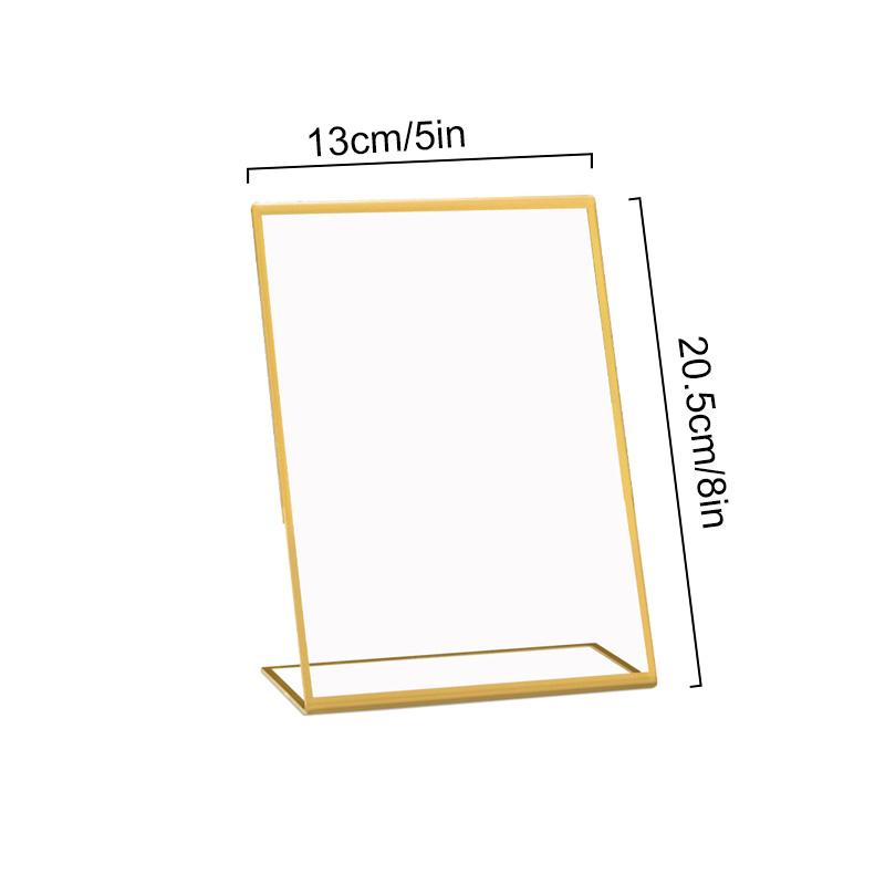 

1 шт. Золотые границы свадебный стенд ресторан акриловая офисная фоторамка настольные подставки для меню держатель знака прозрачный держатель для бумаги 130x205mm
