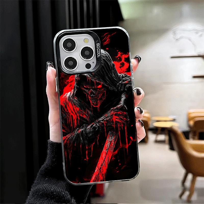 Tod Sensenmann Schädel Sense Weiche Handyhülle für iPhone 15 16 17 Pro Max 17Air 16E 14 Plus 13 12 Mini Stoßfeste Hülle Rückseite Sh