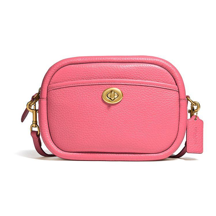 Coach Camera 23 Solid Color Detachable Shoulder Strap Zipper Leather Camera Bag Women Shoulder Bag Candy-Pink C4813-B4WM3 Basic Set (Bag+Dust Bag)