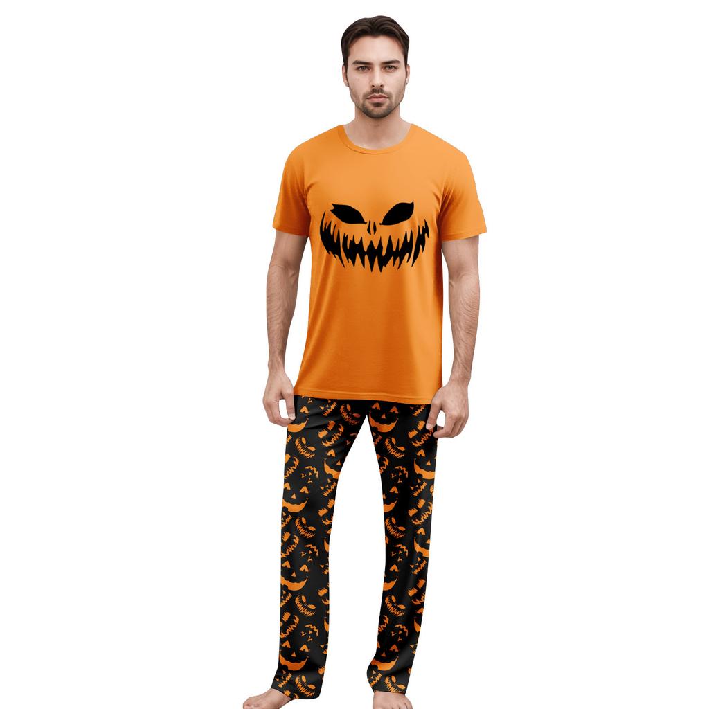 Print Cute Family Set Pajamas, Home Clothes, Family Set Short Sleeve Top Pants Set