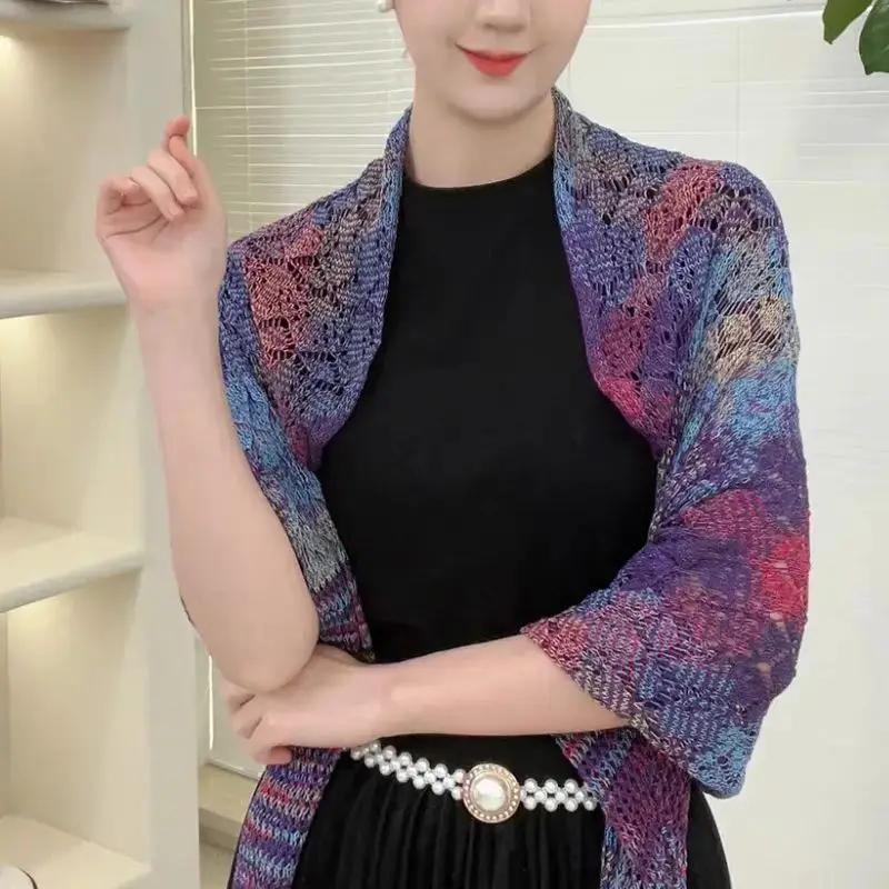 Versatile Knit Hollow Out Breathable High Quality One Layer Ramadan Muslim Women Islamic Diamond Shape Prayer Hijab Capes