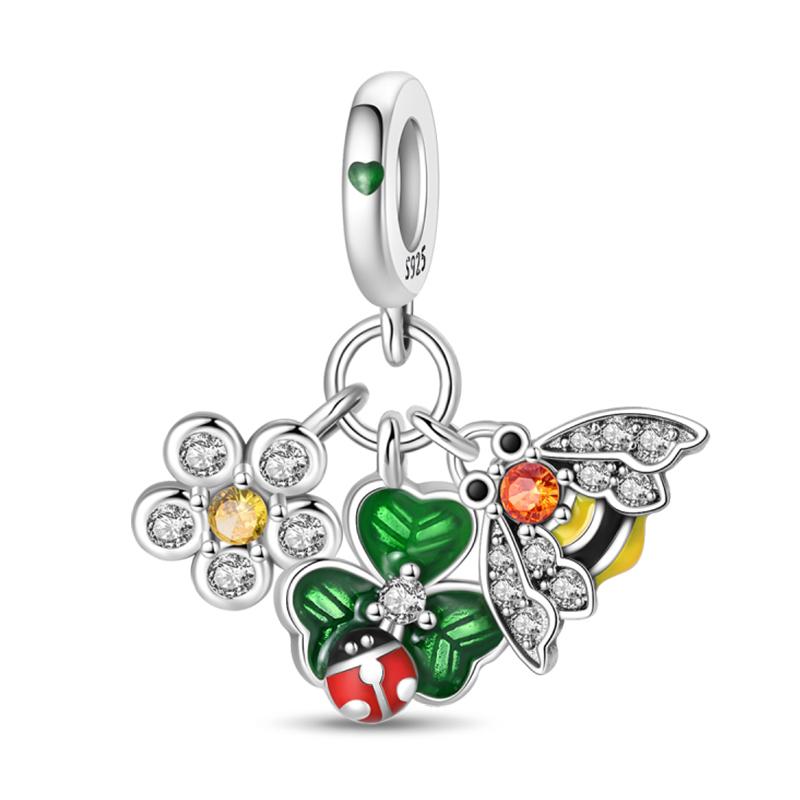 Copper Metal Bear Rabbit Koala Rainbow Horse Flamingo Princess Charm Bead Components Bead Components Compatible With Pan Authentic Original Bracelets
