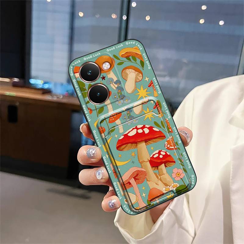 Cute Shockproof Phone Case For Realme P3 Ultra 5G TPU Fashion Design Card Slot Protective Silicone Card Bag Graffiti