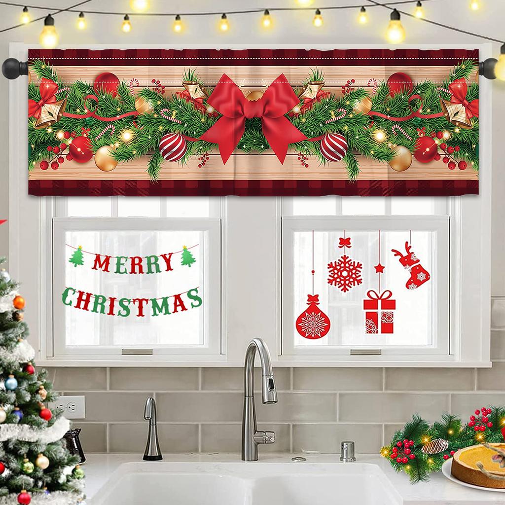 Weihnachts Kurze Vorhänge Frohe Weihnachten Dekorationen für Zuhause 2025 Navidad Natal Vorhänge Raffgardine Weihnachts Ornament Neujahr 2026