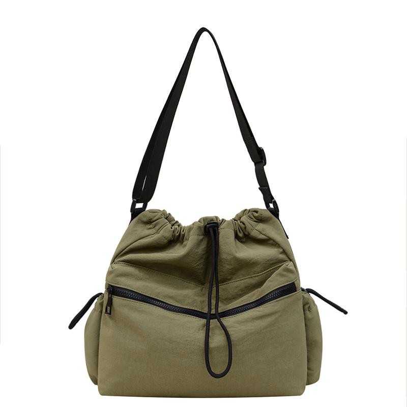 Большая вместительная нейлоновая плиссированная сумка через плечо женская сумка через плечо сумка-тоут зелёный