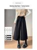 Women's Gray Wool High-Waist Wide-Leg Cropped Pants - Loose Fit, Slimming, Pear Shape, Casual Wear for Spring and Autumn