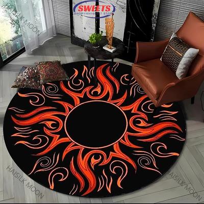 Black and White Red Art Style Round Carpet Living Room Bedroom Modern Decorative Mat Children's Room Non-slip Rug Yoga Chair Mat