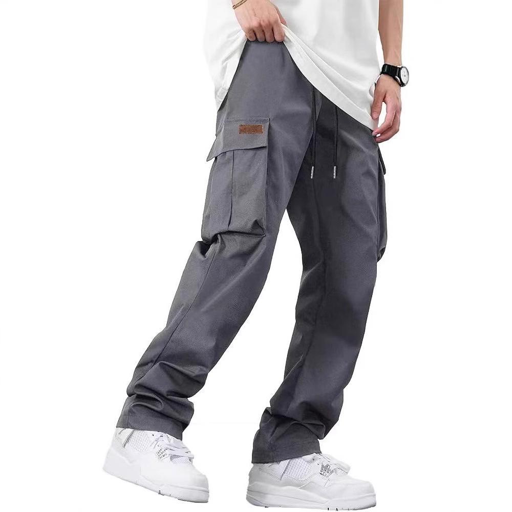 2024 Men's Multi-pocket Workwear Drawstring Pants for Outdoor Hiking, Running, and Casual Wear
