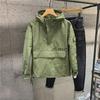 Japanese Style Casual Solid Color Hooded Jacket with Trendy Printed Lettering for Men