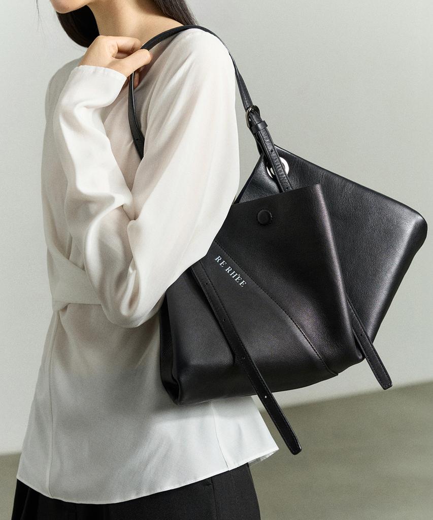 Re Rhee Adjustable Strap Leather Bag Black